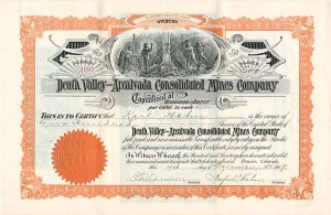 Death Valley-Arcalvada Consolidated Mines Co. - Stock Certificate